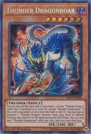 Thunder Dragonroar (Prismatic Secret Rare) (MP19-EN169) - 2019 Gold Sarcophagus Tin Mega Pack 1st Edition