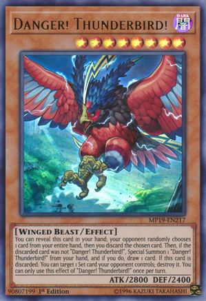 Danger! Thunderbird! (Ultra Rare) (MP19-EN217) - 2019 Gold Sarcophagus Tin Mega Pack 1st Edition