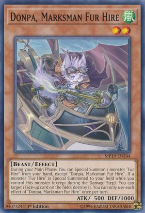 Donpa, Marksman Fur Hire (Common) (MP19-EN244) - 2019 Gold Sarcophagus Tin Mega Pack 1st Edition