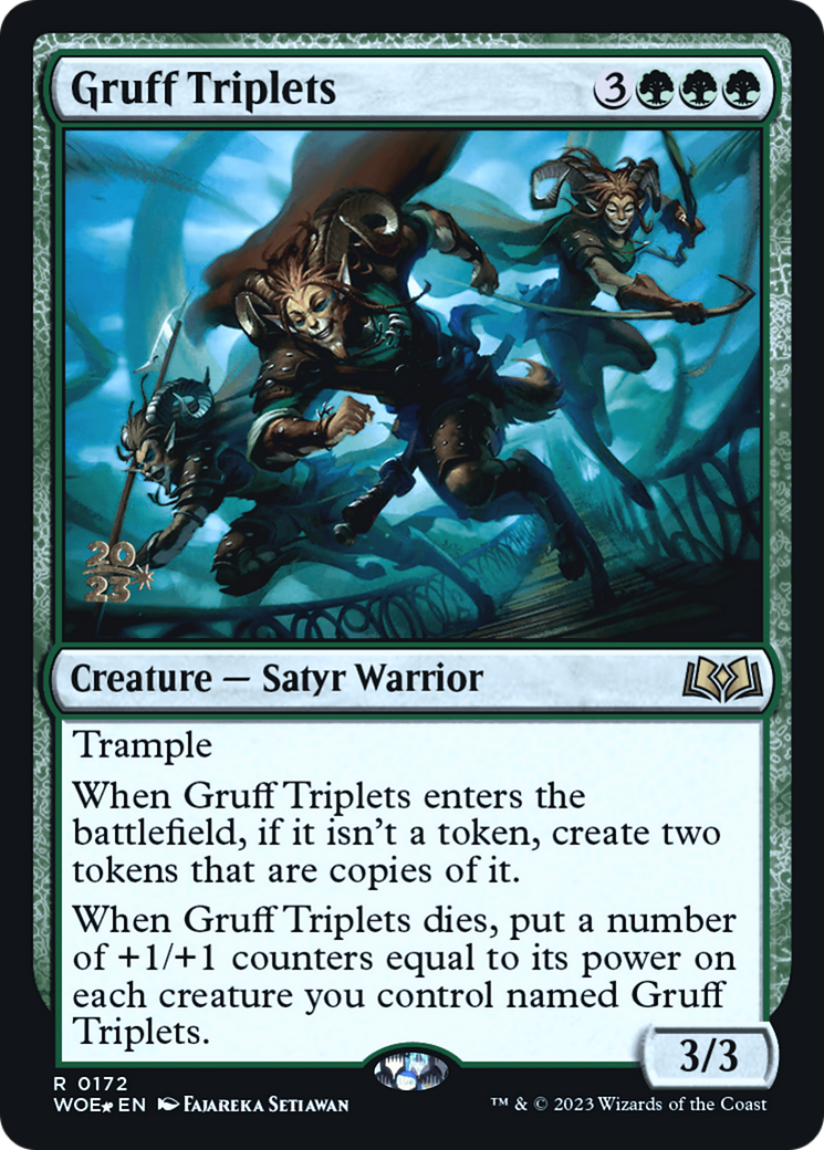 Gruff Triplets (PRE-172) [Wilds of Eldraine Promos] Foil