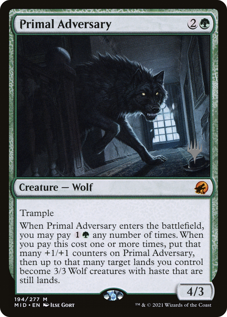 Primal Adversary (PPMID-194) [Promo Pack: Innistrad: Midnight Hunt Promos] Foil