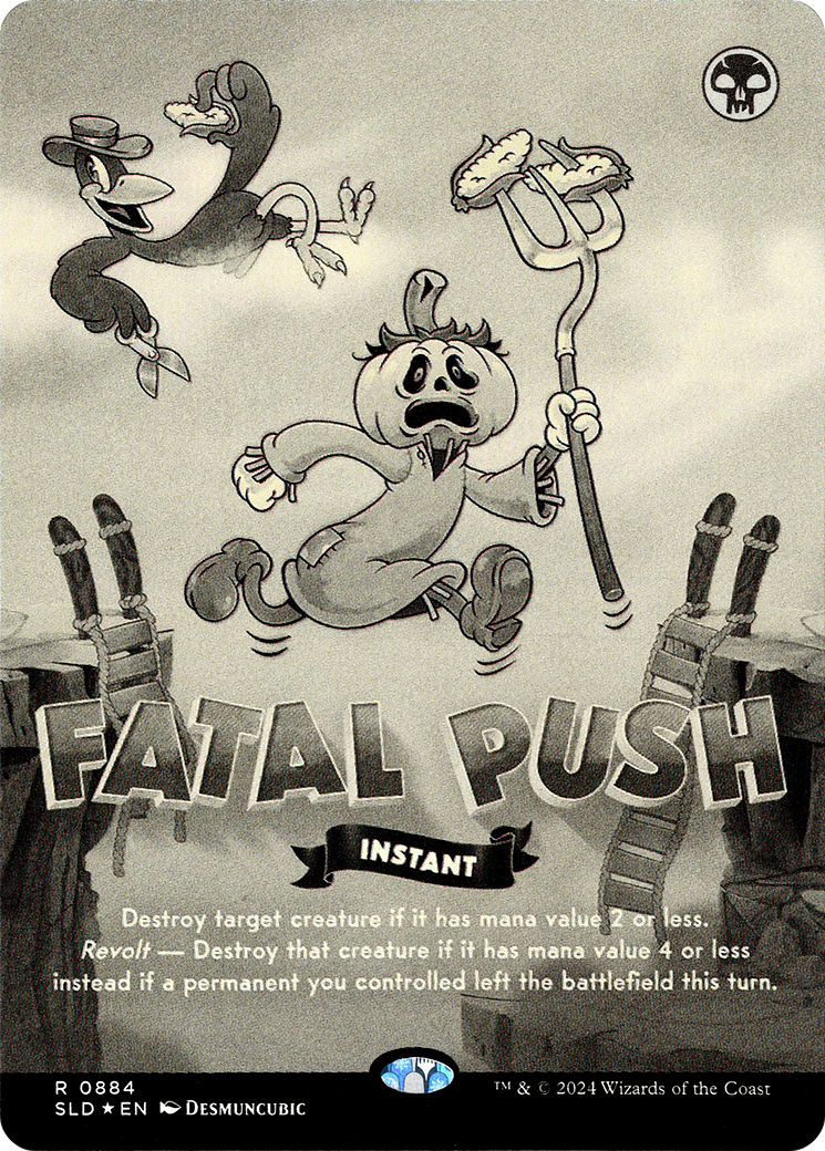 Fatal Push (SLD-884) (Black & White Foil) (Borderless) [Secret Lair Drop] Foil