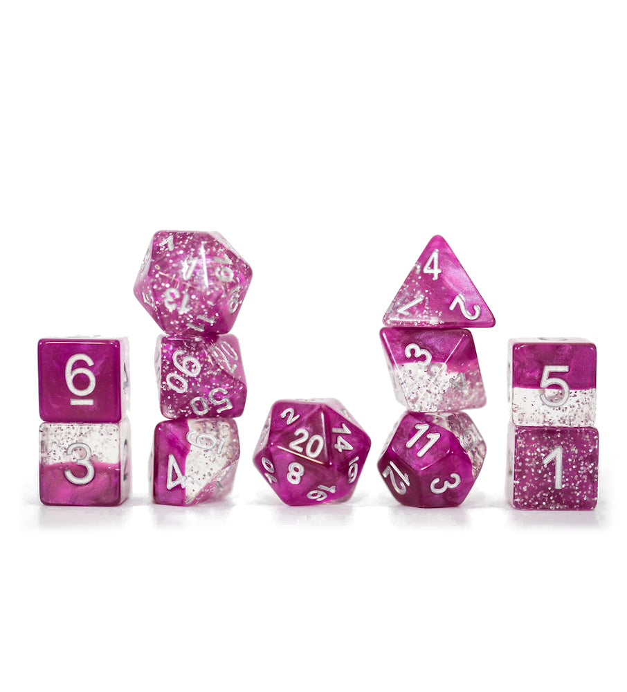 Gate Keeper Games - Halfsies Dice - 'Glitter Wine' - 11 Die Set
