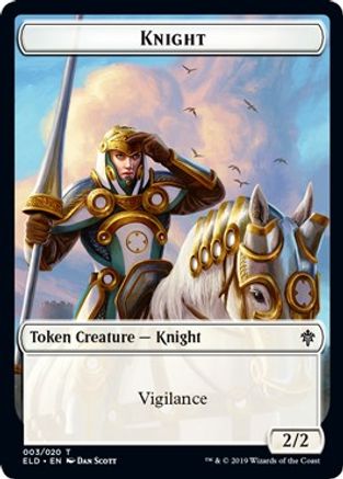Knight // Food (015) Double-Sided Token (ELD-3 // 15) [Throne of Eldraine] Foil