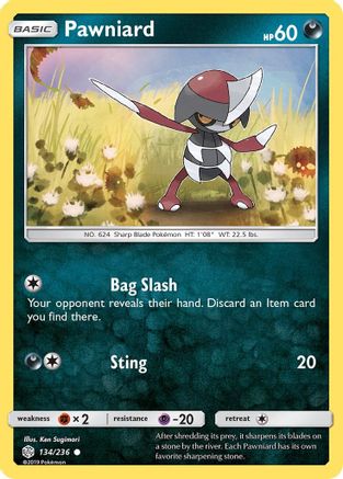 Pawniard (134/236) [SM  Cosmic Eclipse] Reverse Holofoil - Common