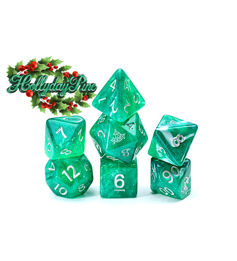 Gate Keeper Games - Aether Dice - 'Hollyday Pine' (Christmas) 7 Die Set
