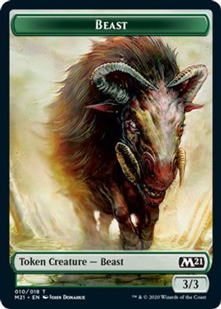 Beast // Knight Double-sided Token (M21-010) [Core Set 2021] Foil