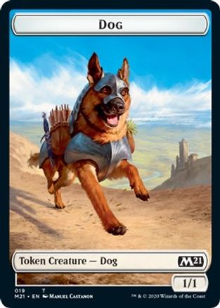 Dog // Saproling Double-sided Token (M21-019) [Core Set 2021] Foil
