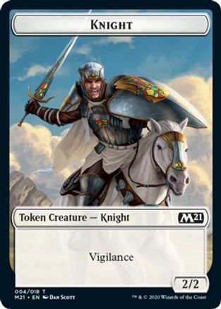 Knight // Zombie Double-sided Token (M21-004) [Core Set 2021] Foil