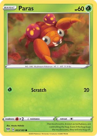 Paras (003/189) [SWSH03 Darkness Ablaze] Reverse Holofoil - Common