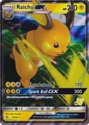 Raichu GX (#60 Pikachu Stamped) (020/068) [Battle Academy] Holofoil - Promo