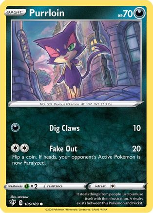 Purrloin (106/189) [SWSH03 Darkness Ablaze] - Common