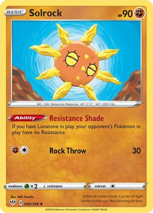 Solrock (092/189) [SWSH03 Darkness Ablaze] - Uncommon