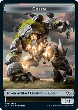 Golem // Elf Warrior Double-Sided Token (2XM-23 // 21) [Double Masters] Foil