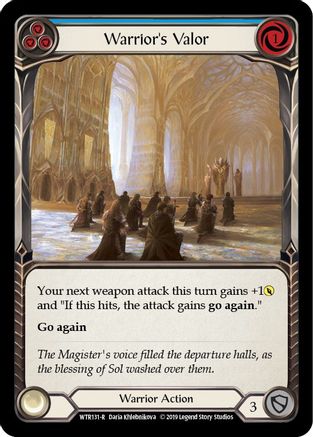 Warrior's Valor (Blue) (WTR131) - Welcome to Rathe 1st Edition Rainbow Foil