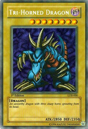 Tri-Horned Dragon (LOB-000) (Secret Rare) (LOB-000) - The Legend of Blue Eyes White Dragon Unlimited