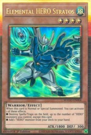 Elemental HERO Stratos (Premium Gold Rare) (MAGO-EN004) - Maximum Gold 1st Edition