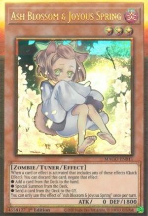 Ash Blossom & Joyous Spring (Alternate Art) (Premium Gold Rare) (MAGO-EN011) - Maximum Gold 1st Edition