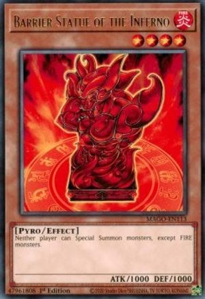 Barrier Statue of the Inferno (Rare) (MAGO-EN113) - Maximum Gold 1st Edition
