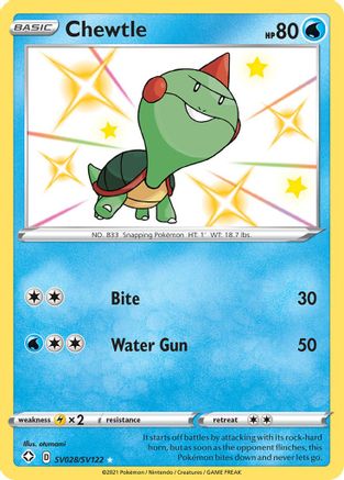 Chewtle (SV028/SV122) [Shining Fates Shiny Vault] Holofoil - Shiny Holo Rare