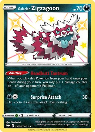 Galarian Zigzagoon (SV078/SV122) [Shining Fates Shiny Vault] Holofoil - Shiny Holo Rare