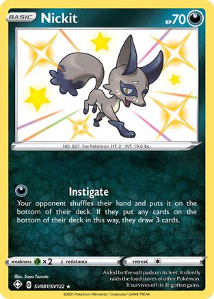 Nickit (SV081/SV122) [Shining Fates Shiny Vault] Holofoil - Shiny Holo Rare