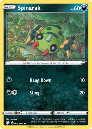 Spinarak (043/072) [Shining Fates] Reverse Holofoil - Common