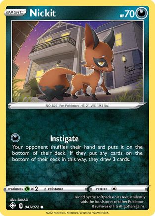 Nickit (047/072) [Shining Fates] Reverse Holofoil - Common