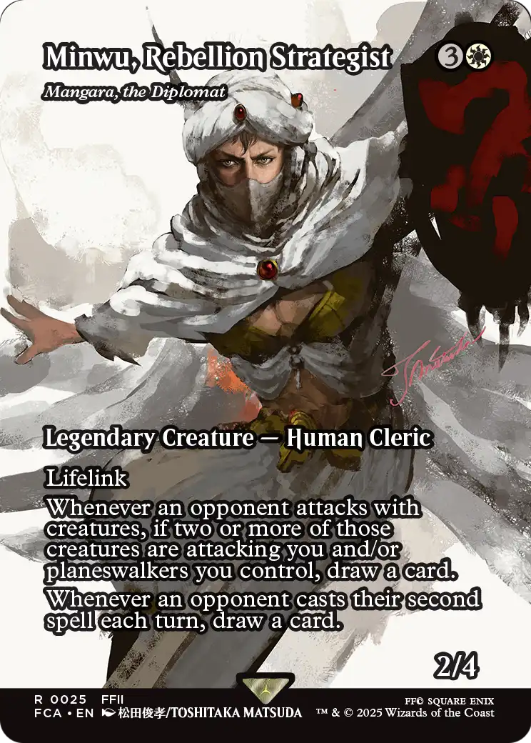 Minwu, Rebellion Strategist - Mangara, the Diplomat (Showcase) (FCA-025) (Borderless) [FINAL FANTASY: Through the Ages] Foil