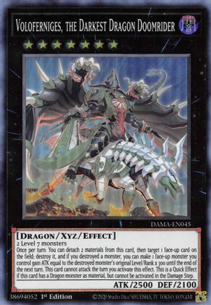 Voloferniges, the Darkest Dragon Doomrider (Super Rare) (DAMA-EN045) - Dawn of Majesty 1st Edition
