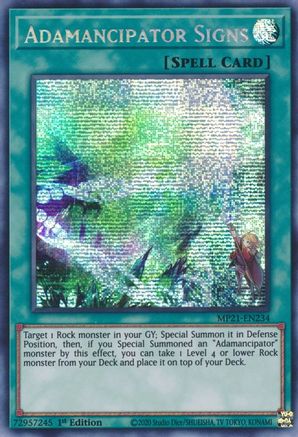 Adamancipator Signs (Prismatic Secret Rare) (MP21-EN234) - 2021 Tin of Ancient Battles 1st Edition