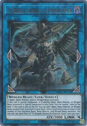 Tri-Brigade Shuraig the Ominous Omen (Ultra Rare) (MP21-EN198) - 2021 Tin of Ancient Battles 1st Edition