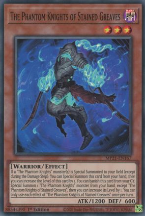 The Phantom Knights of Stained Greaves (Super Rare) (MP21-EN167) - 2021 Tin of Ancient Battles 1st Edition