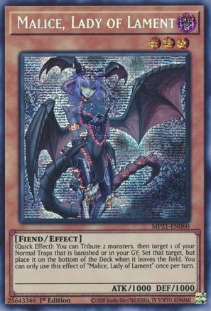 Malice, Lady of Lament (Prismatic Secret Rare) (MP21-EN060) - 2021 Tin of Ancient Battles 1st Edition