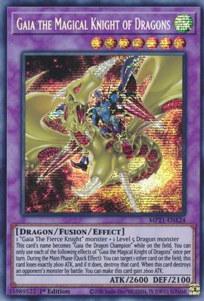 Gaia the Magical Knight of Dragons (Prismatic Secret Rare) (MP21-EN124) - 2021 Tin of Ancient Battles 1st Edition