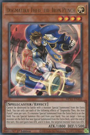 Dogmatika Theo, the Iron Punch (Ultra Rare) (MP21-EN102) - 2021 Tin of Ancient Battles 1st Edition