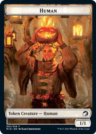 Human // Beast Double-Sided Token (MID-1 // 8) [Innistrad: Midnight Hunt] Foil