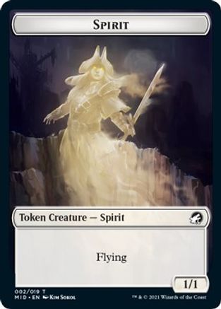 Spirit // Bat Double-Sided Token (MID-2 // 4) [Innistrad: Midnight Hunt] Foil