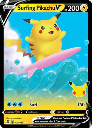 Surfing Pikachu V (008/025) [Celebrations] Holofoil - Ultra Rare