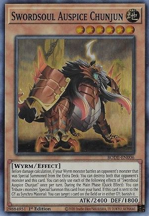 Swordsoul Auspice Chunjun (Super Rare) (BODE-EN006) - Burst of Destiny 1st Edition