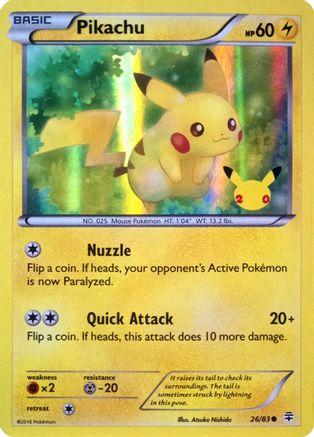 Pikachu (20th Anniversary) (026/083) [Miscellaneous Cards & Products] Holofoil - Promo