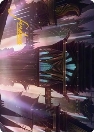 Skybridge Towers Art Card (Gold-Stamped Signature) (ASSNC-037) [Art Series: Streets of New Capenna]