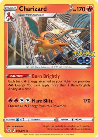 Charizard (010/078) [Pokemon GO] Reverse Holofoil - Holo Rare