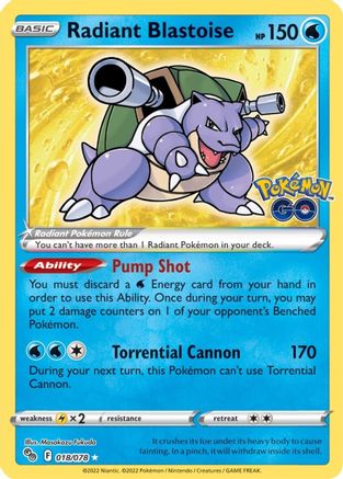 Radiant Blastoise (018/078) [Pokemon GO] Holofoil - Radiant Rare