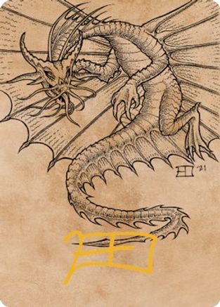 Ancient Gold Dragon Art Card (44/81) (Gold-Stamped Signature) (ASCLB-044) [Art Series: Commander Legends: Battle for Baldur's Gate]