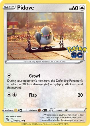 Pidove (061/078) [Pokemon GO] Reverse Holofoil - Common