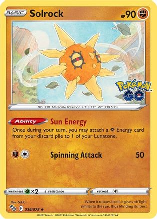 Solrock (039/078) [Pokemon GO] Reverse Holofoil - Uncommon