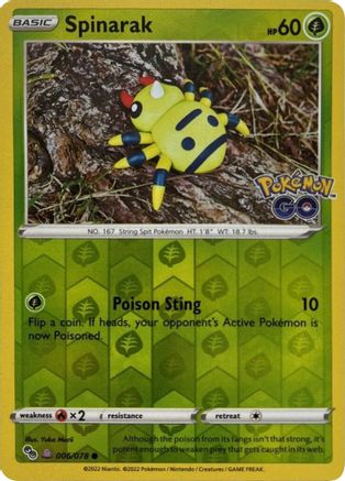 Spinarak (Peelable Ditto) (006/078) [Pokemon GO] Reverse Holofoil - Common
