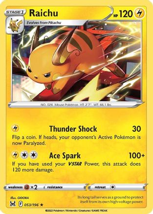 Raichu (053/196) [SWSH11 Lost Origin] - Rare