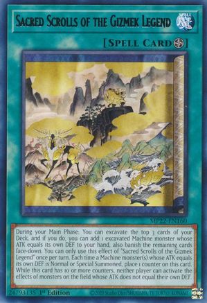 Sacred Scrolls of the Gizmek Legend (Rare) (MP22-EN160) - 2022 Tin of the Pharaoh's Gods 1st Edition